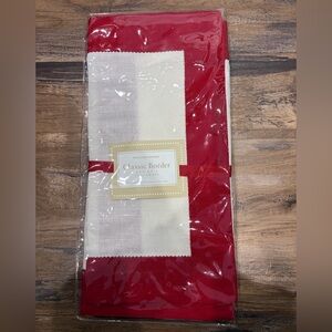 Williams-Sonoma red & white classic border linen/cotton placemats Set of 4 NEW